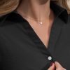 Womens Button Down Shirts Long Sleeve V Neck Collared Blouses Office Work Tops Chiffon Dressy Casual Shirts