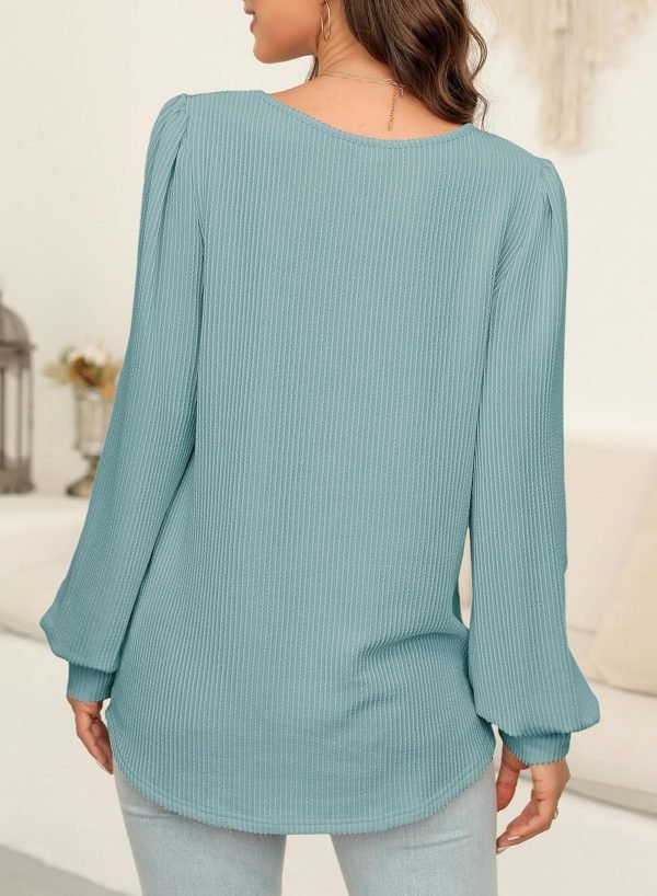 81uMk5sBd1L._AC_SL1500 Women's Square Neck Long Sleeve Casual Loose Ribbed Knit Soft Blouses Tops