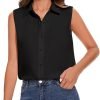 Womens Sleeveless Button Down Shirt Classic Collared Blouse Basic Tank Tops Work Office Chiffon Tops