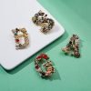 Crystal Pearl Initial Brooch Gold Plated Enamel Colorful Letter Alphabet Breastpin Pin for GIFTS