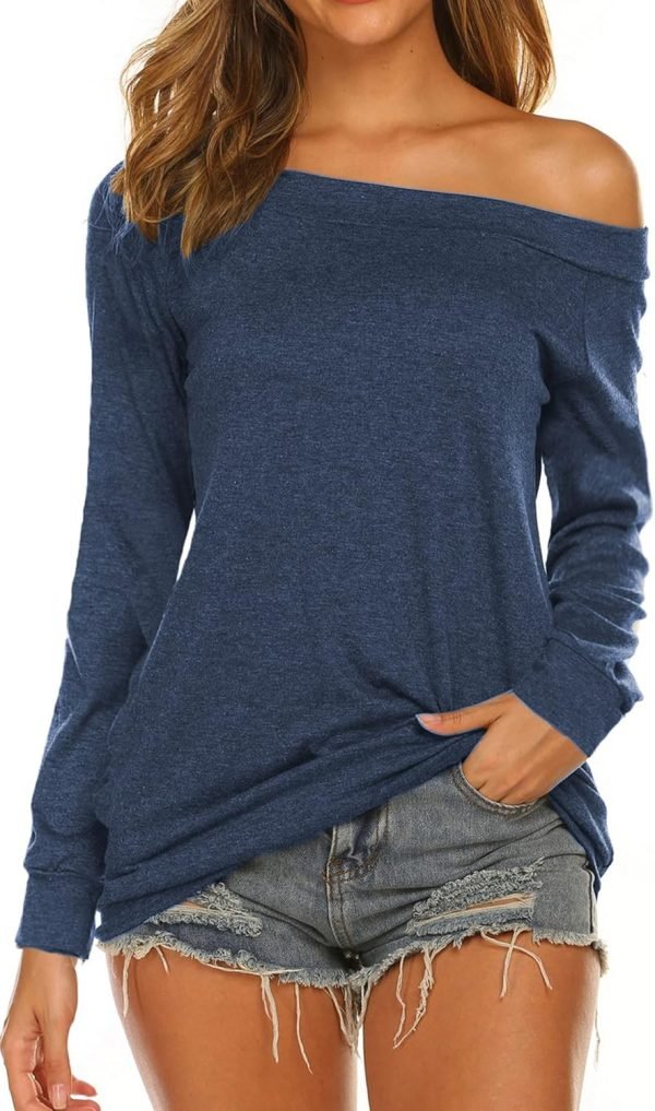 81yxC-3x0aL._AC_SL1500 Women's Long Sleeve Boat Neck Off Shoulder Blouse Tops