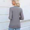 Women's Waffle Knit Tops Dressy Business Casual Blouses Lace Long Sleeve Work Shirts Fall Clothes