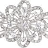 4 Inch Flower Ribbon Brooch Clear Austrian Crystal