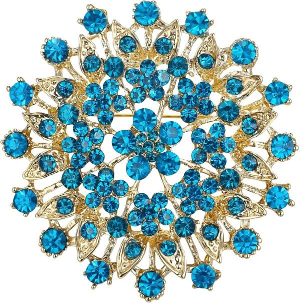 91L7QIytB9L._AC_SL1500 Women's Austrian Crystal Elegant Flower Leaf Bridal Corsage Brooch Pin