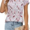 Womens Dressy Casual Tops Business Casual Cap Sleeve Work Blouses Chiffon V Neck Button Down Shirts