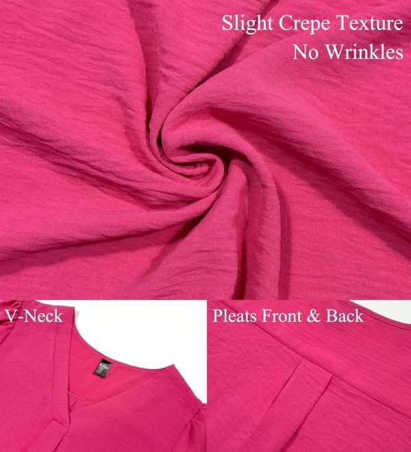 91aL-MvuNgL._AC_SL1500 Women Dressy Casual Puff Short Sleeve Summer Tops V Neck Work Blouses