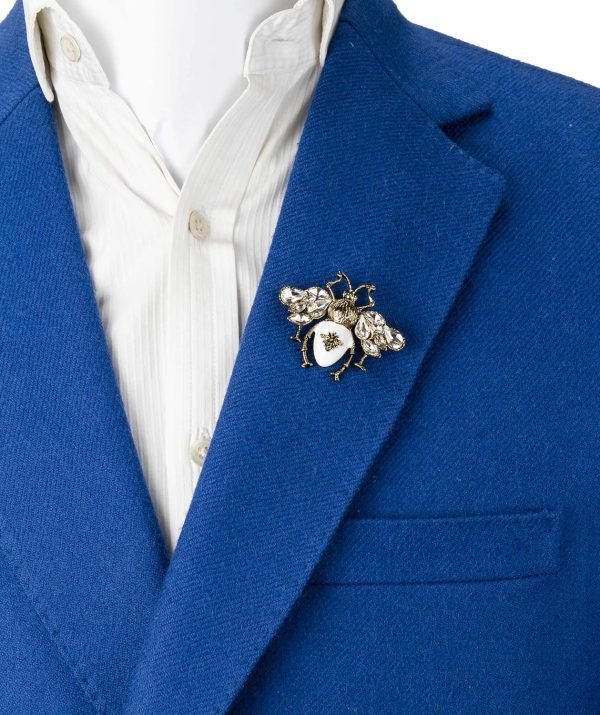 Brooch Pin White and Matte Gold Bee With Stone Champagne Stone MultiColour Owl Lapel Pin Accessories for Men Women