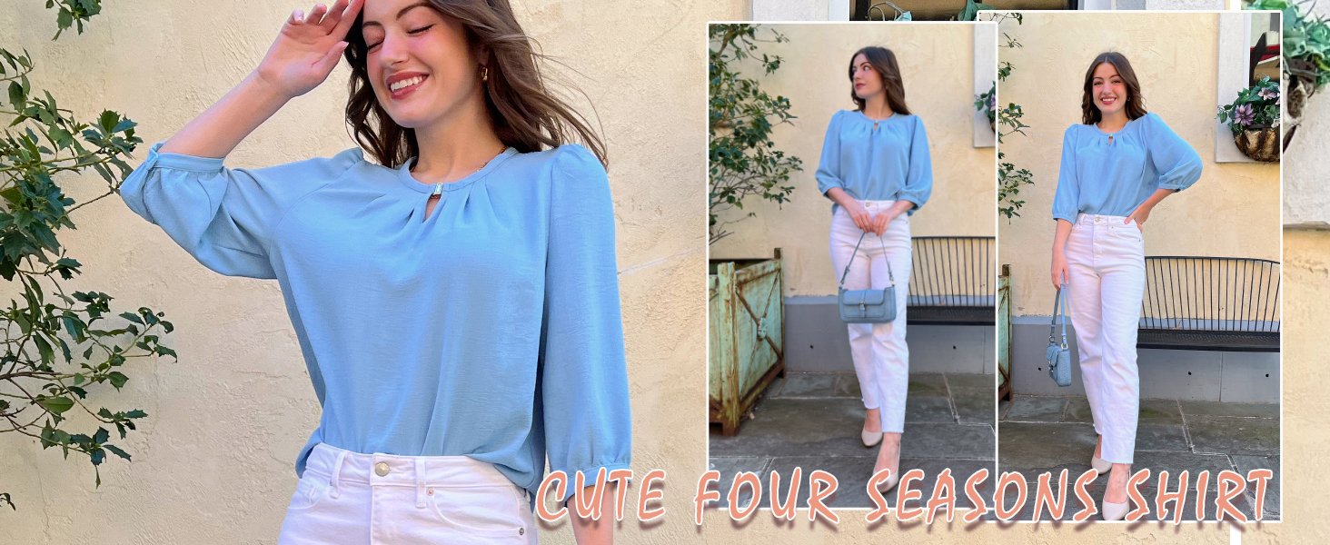 cute womens 3/4 sleeve tops