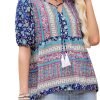 U.Vomade Women's 3/4 Cuffed Sleeve Chiffon V Neck Casual Shirts for Women S-XL