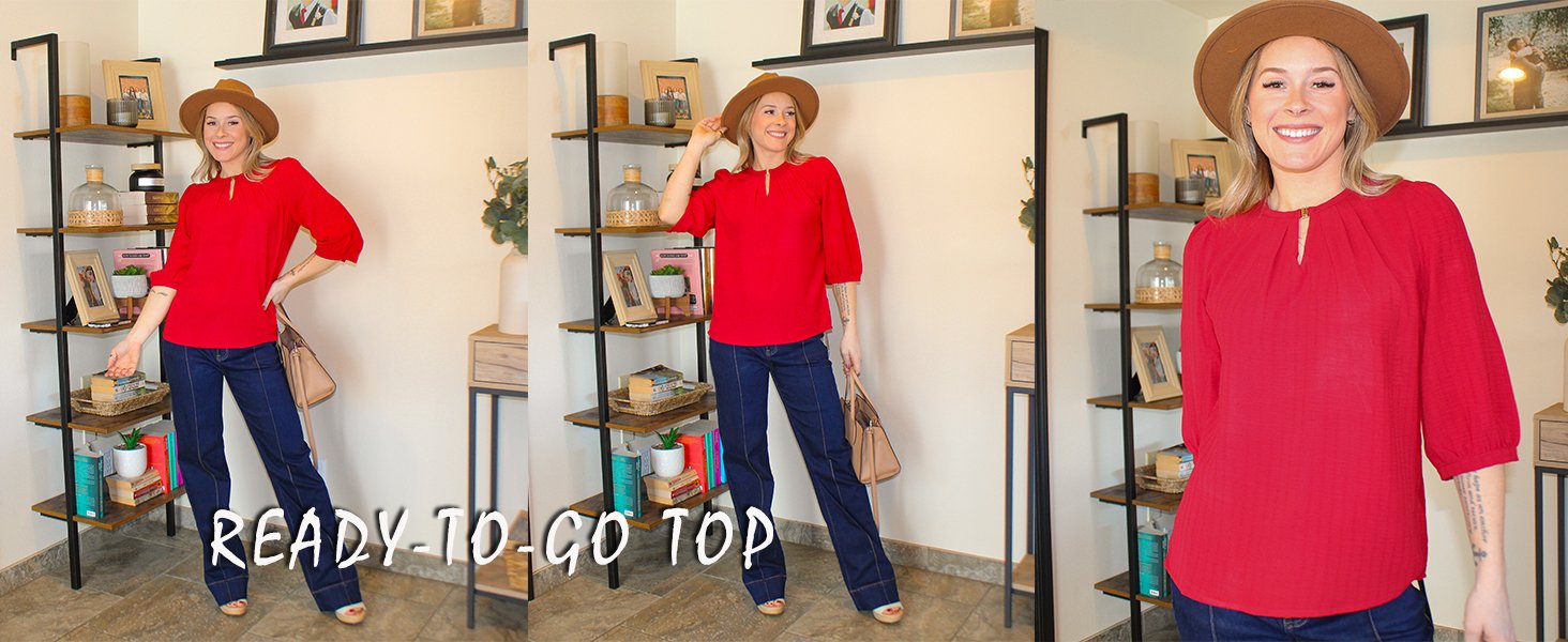 womens flowy keyhole v neck tops