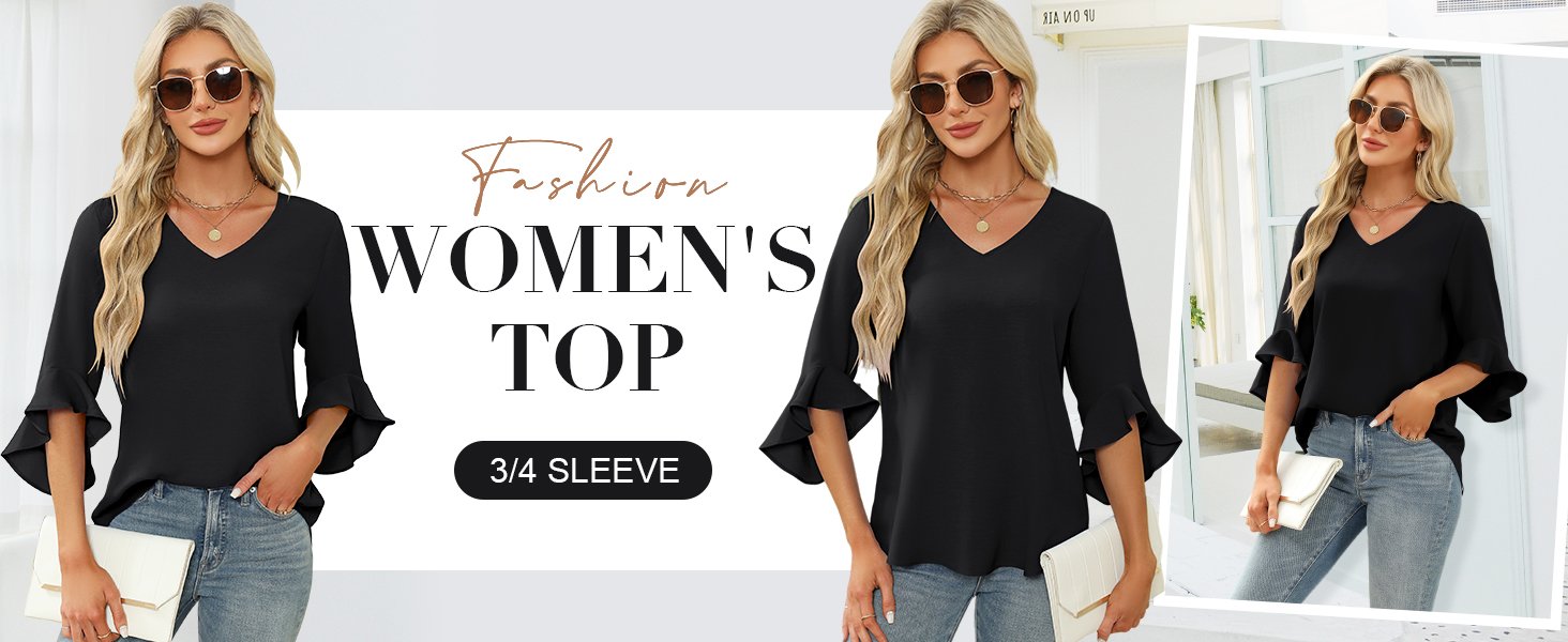 womens 3/4 sleeve tops